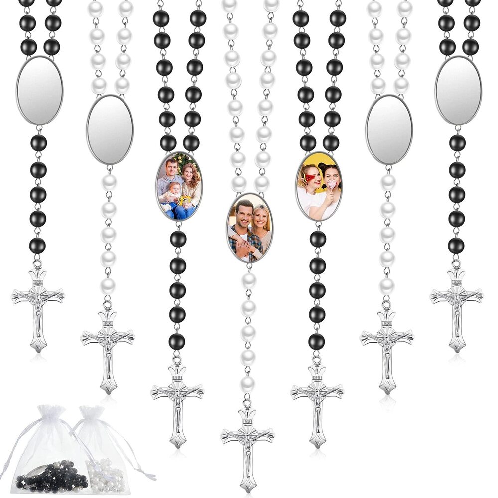 5863 Sublimation Blanks Rosary Beads Necklace Set Catholic Rosaries